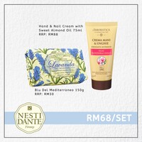 RM68 COMBO 3  [ HAND & NAIL CREAM WITH SWEET ALMOND OIL  75ML + BLU DEL MEDITERRANEO 150G ]